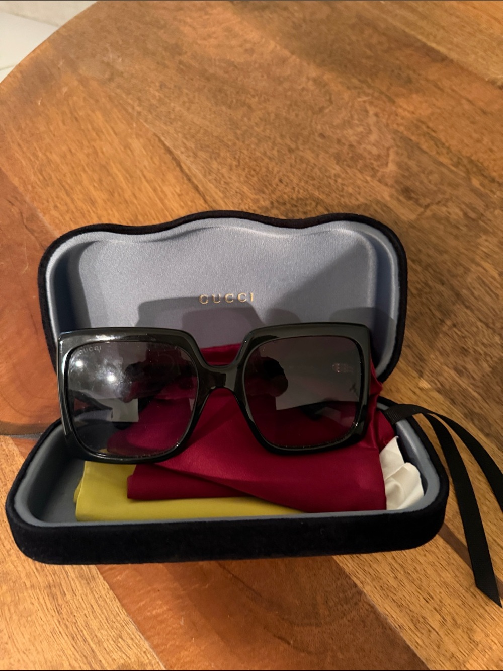 Gucci Black Oversized Square Sunglasses with Dark Lenses